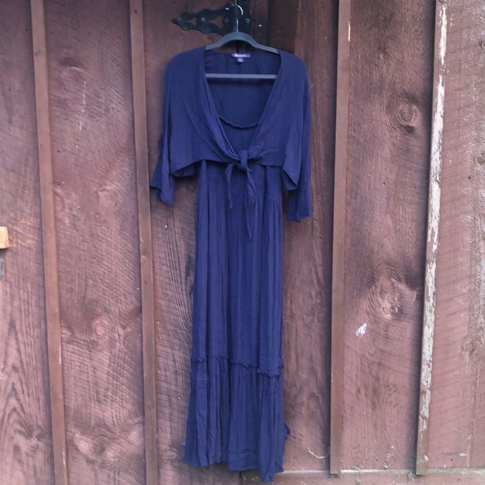 Removable Strap Maxi Dress with Crinkled Shrug
